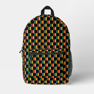 Chequered Cameroon Flag Pattern  Printed Backpack