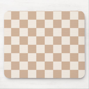 Chequered Caramel Brown Mouse Pad