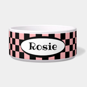 Chequered Ceramic Dog Food Bowl - HAMbWG