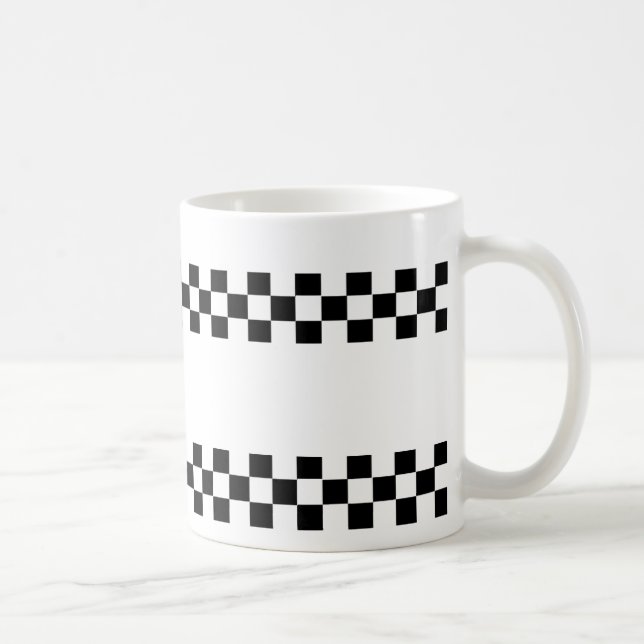 Chequered Checkers Black White Mug (Right)