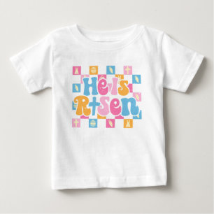 Chequered Christian Easter He is Risen Baby T-Shirt