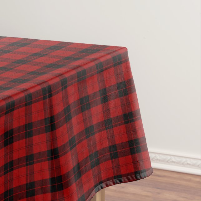 Chequered Christmas Red Buffalo Plaid Tablecloth (In Situ)