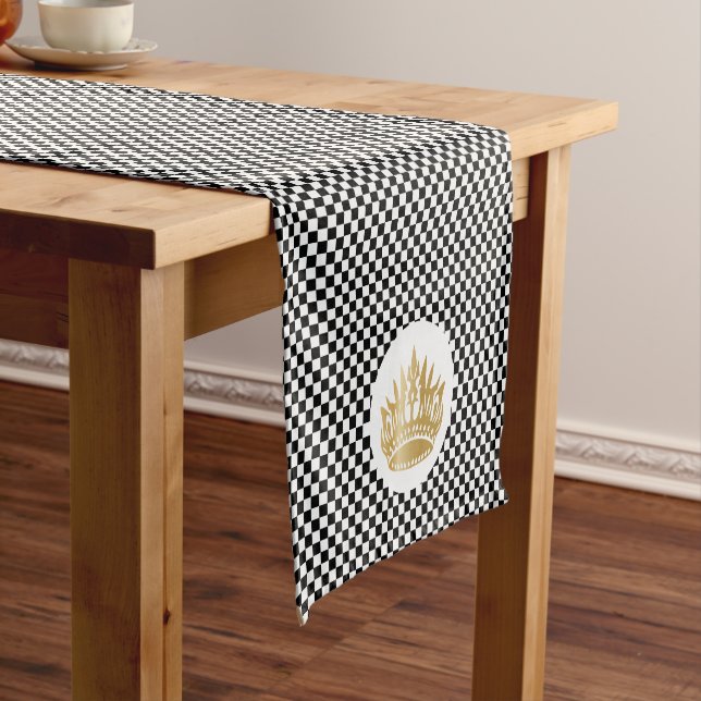 Chequered classic luxury elegant pattern short table runner (In Situ)
