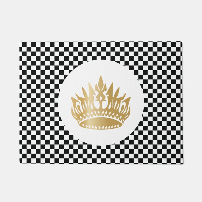 Chequered classic luxury royal elegant pattern doormat (Front)