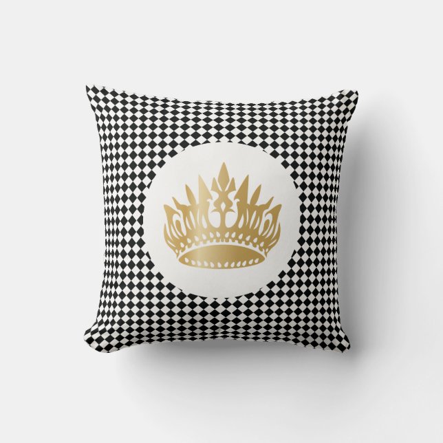Chequered classic luxury royal elegant pattern throw pillow (Front)