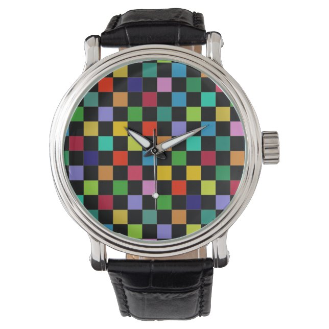 Chequered colour pattern hour watch (Front)