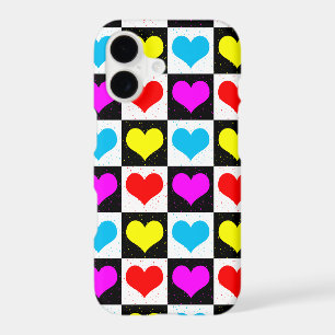 Chequered Colourful Hearts Pattern