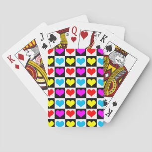 Chequered Colourful Hearts Pattern  Playing Cards