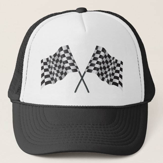 chequered cross flags trucker hat (Front)