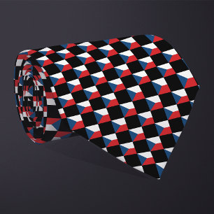 Chequered Czechia Flag Pattern Tie