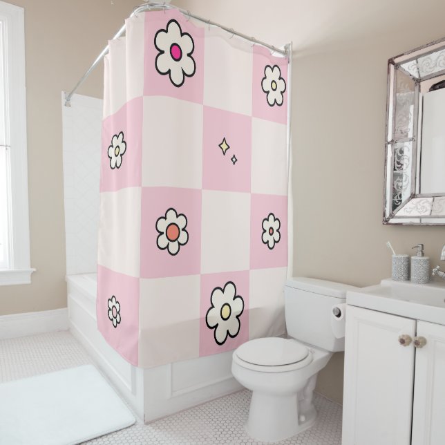 Chequered Daisies Pink (In Situ)