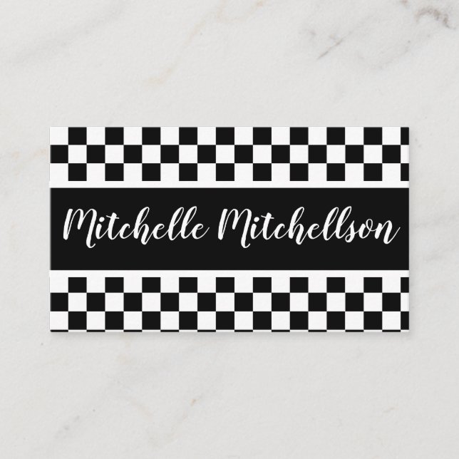 Chequered Delight BW Business Card (Front)