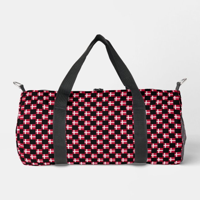 Chequered Denmark Flag Pattern  Duffle Bag (Front)