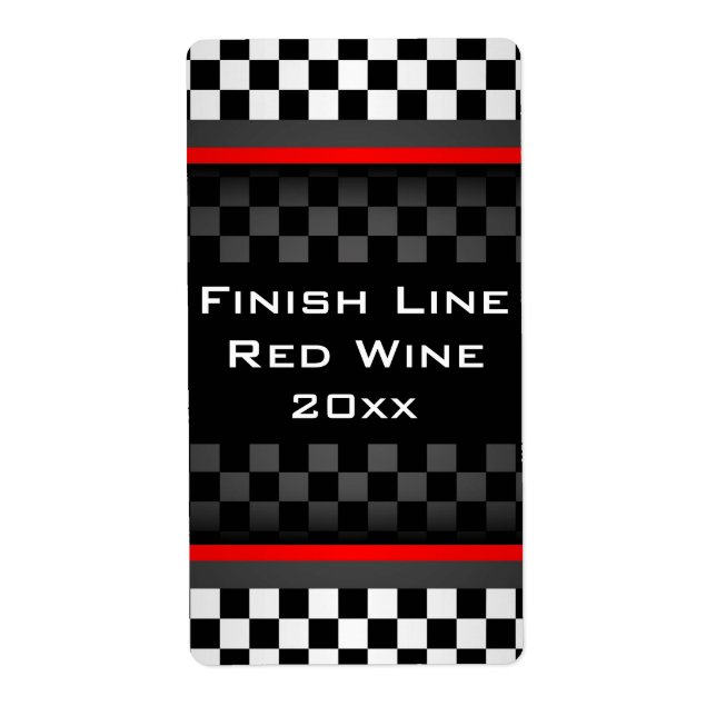 Chequered Design Homemade Wine Label (Front)