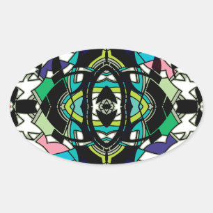 Chequered Design Oval Sticker