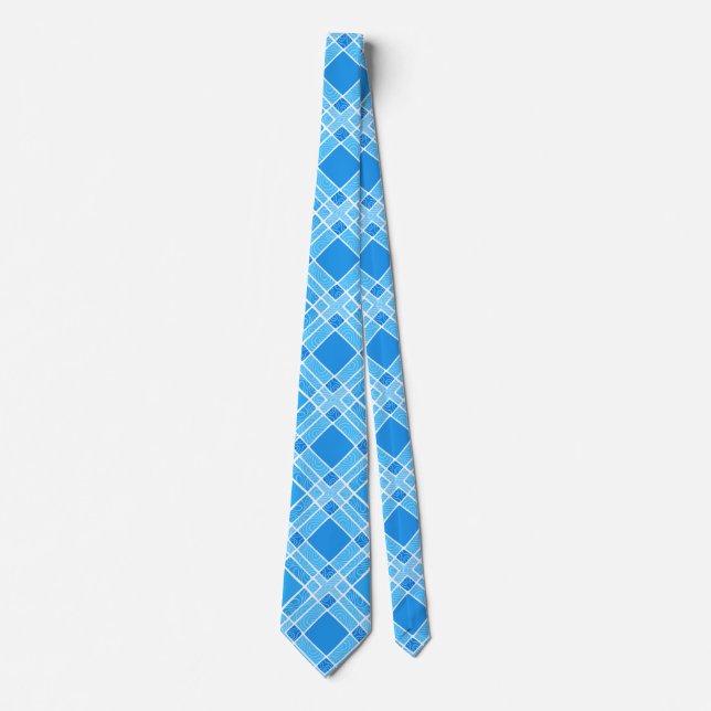 Chequered Diamond Plaid - Sky Blue Tie (Front)