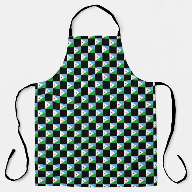 Chequered Djibouti Flag Pattern  Apron (Front)