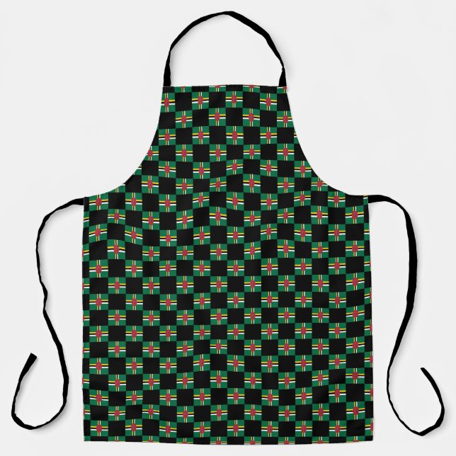 Chequered Dominica Flag Pattern  Apron (Front)