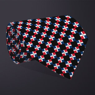 Chequered Dominican Republic Flag Pattern  Tie