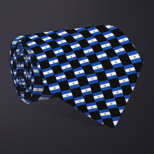 Chequered El Salvador Flag Pattern  Tie