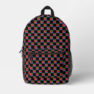Chequered Eritrea Flag Pattern Printed Backpack