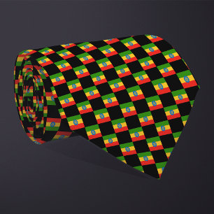 Chequered Ethiopia Flag Pattern Tie