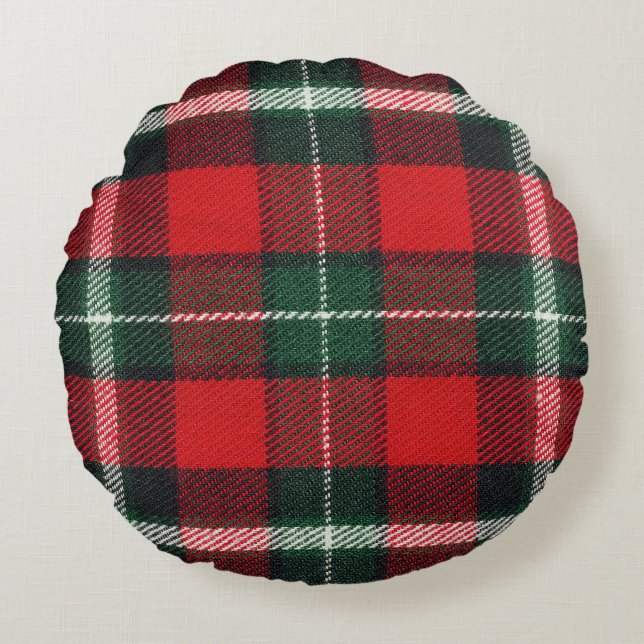 Chequered fabric texture: blank, versatile round pillow (Front)
