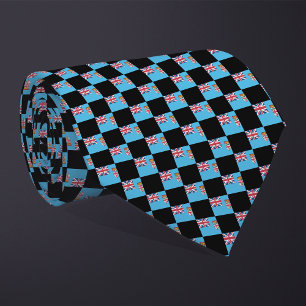 Chequered Fiji Flag Pattern  Tie