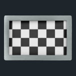 Chequered flag auto racing belt buckle<br><div class="desc">Chequered flag auto racing belt buckle. Custom beltbuckle with black and white squares print. Cute Holiday gift idea for dad,  husband,  brother,  sister,  wife etc.</div>