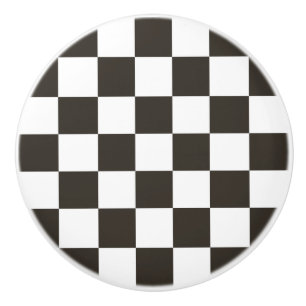 Chequered Flag (Black and White) (Chequered Patter Ceramic Knob