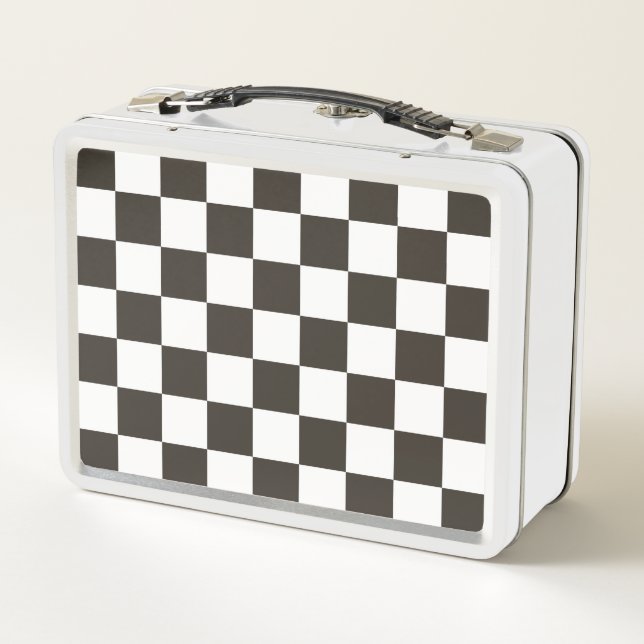 Chequered Flag (Black and White) (Chequered Patter Metal Lunch Box (Back)