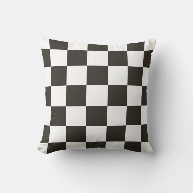 Chequered Flag (Black and White) (Chequered Patter Throw Pillow (Front)