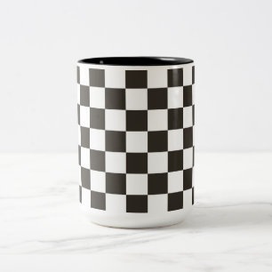 Chequered Flag (Black and White) (Chequered Patter Two-Tone Coffee Mug
