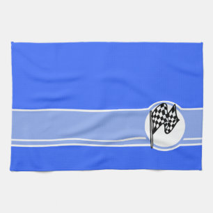 Chequered Flag; Blue Kitchen Towel