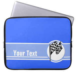 Chequered Flag; Blue Laptop Sleeve