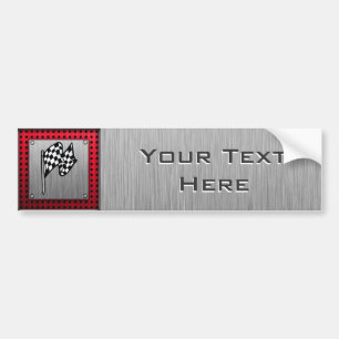 Chequered Flag; brushed aluminum look Bumper Sticker
