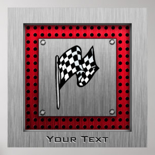 Chequered Flag; brushed aluminum look Poster