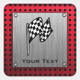 Chequered Flag; brushed aluminum look Square Sticker