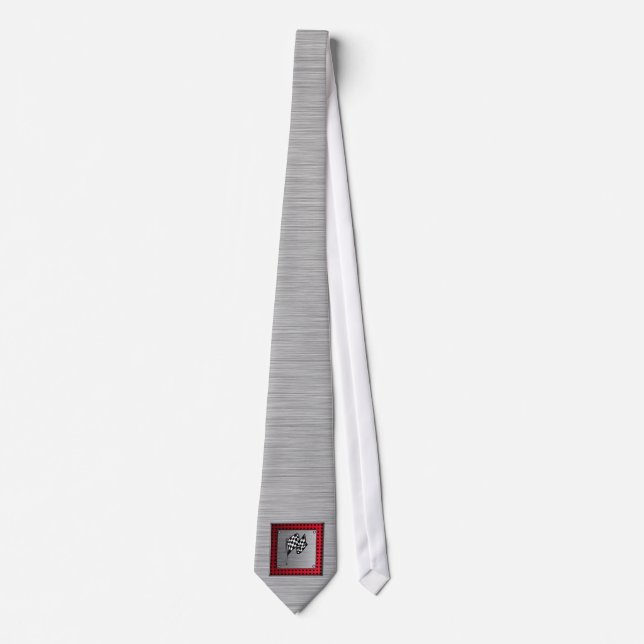 Chequered Flag; brushed aluminum look Tie (Front)