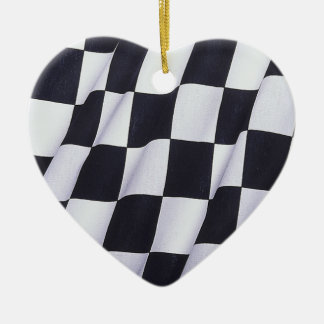 Chequered flag ceramic ornament
