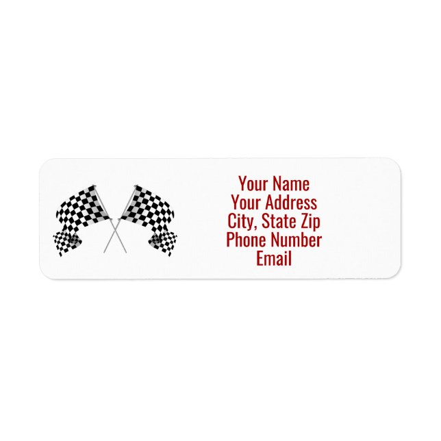 Chequered Flag Design Return Address Label (Front)