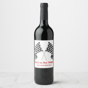 Chequered Flag Design Wine Label