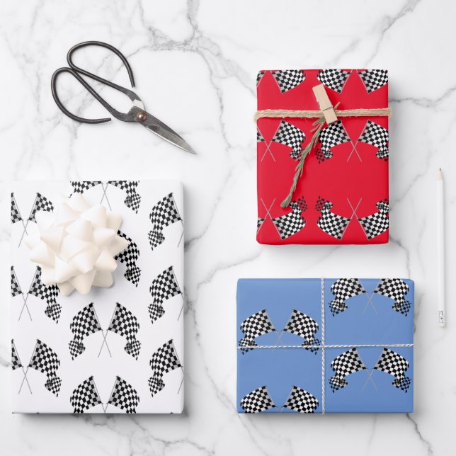 Chequered Flag Design Wrapping Paper Sheet (Front)