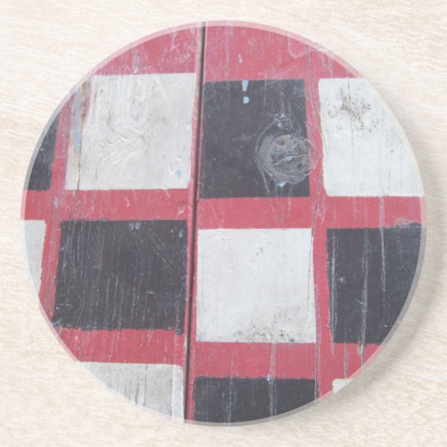 Chequered Flag Painted on Picnic Table Coaster (Front)