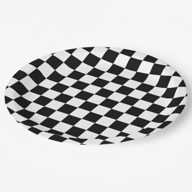 Chequered  Flag Paper Plate (Angled)