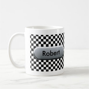 Chequered Flag Personalized Racing Fan Coffee Mug
