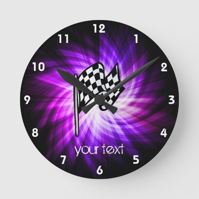 Chequered Flag; purple Round Clock (Front)