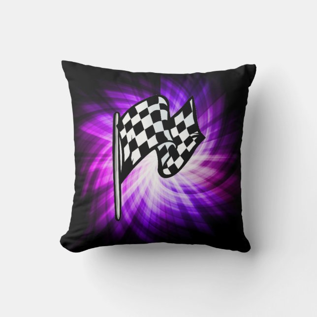 Chequered Flag; purple Throw Pillow (Front)