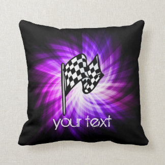 Chequered Flag; purple Throw Pillow