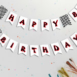 Chequered Flag Race Car Happy Birthday<br><div class="desc">Get ready to rip, ride, and smash at a high-octane happy birthday celebration made for your little racer. This bunting banner is perfect decor for a boy's birthday party packed with action, dirt, and roaring engines. Great for first birthday themes like crush bash, monster jam, or big wheel adventures. Personalize...</div>